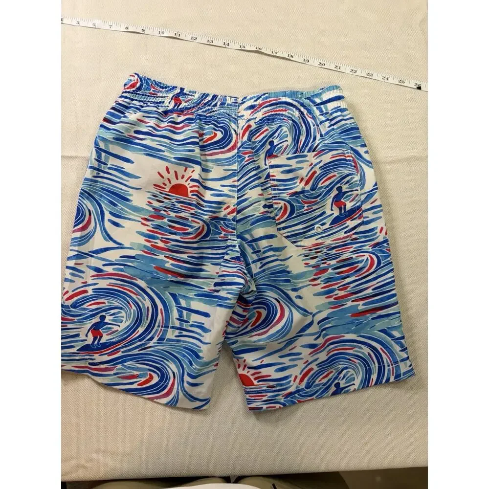 RSVLTS Swim Trunks Boys XL Watercolor Waves Surfer Lined Drawstring Shorts
